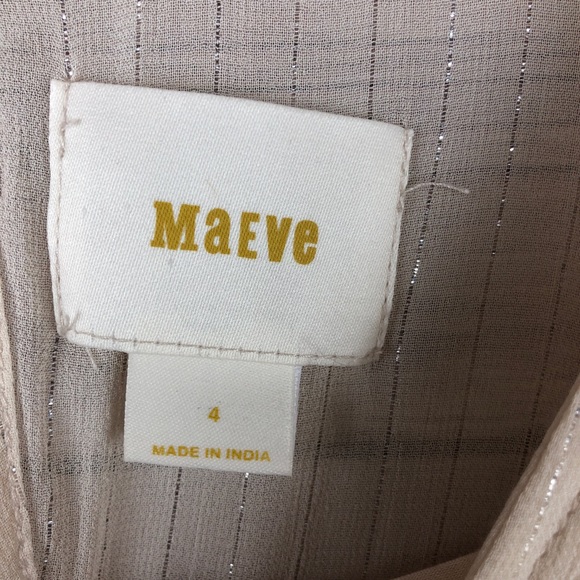 Anthropologie Maeve Wynn Metallic Stripe Boho Top - Picture 5 of 8